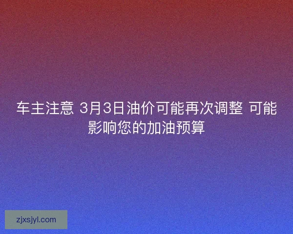 车主注意 3月3日油价可能再次调整 可能影响您的加油预算